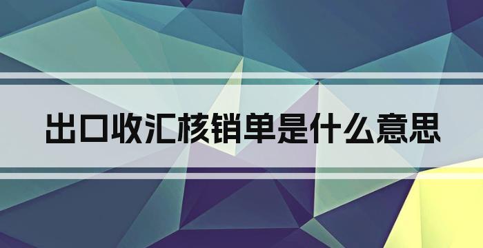 出口收汇核销单是什么意思