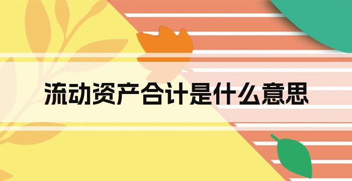 流动资产合计是什么意思