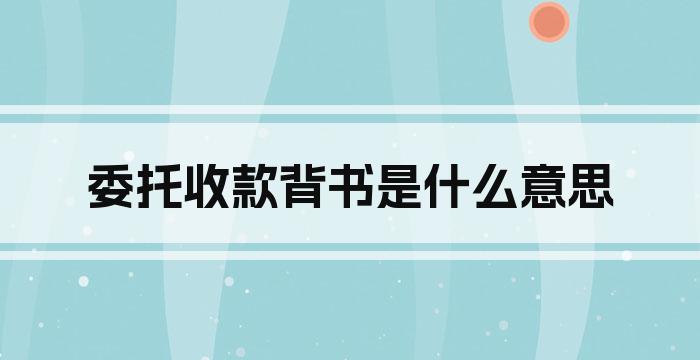 委托收款背书是什么意思