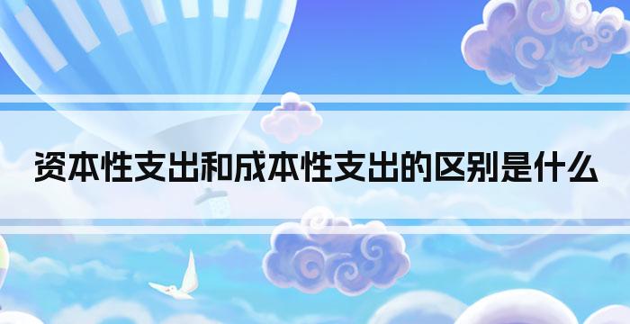 资本性支出和成本性支出的区别是什么