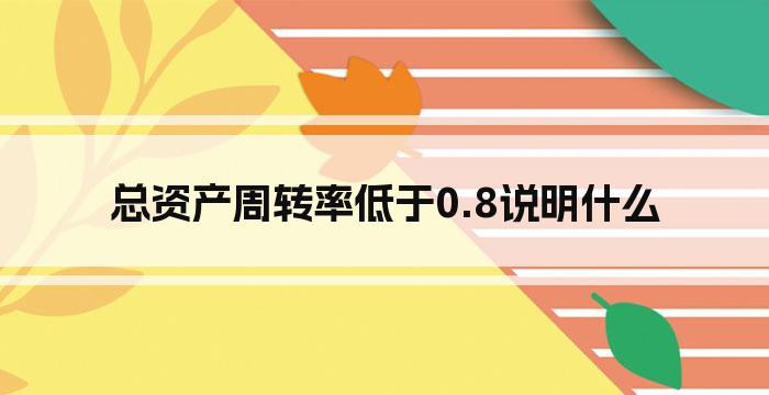 总资产周转率低于0.8说明什么
