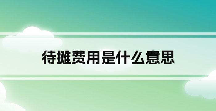 待摊费用是什么意思