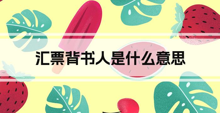汇票背书人是什么意思
