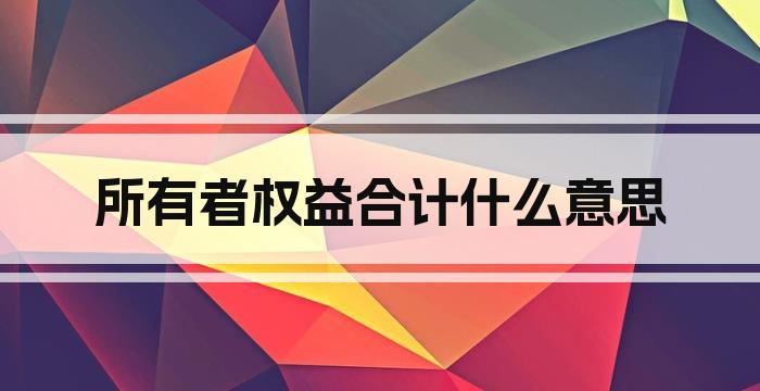 所有者权益合计什么意思