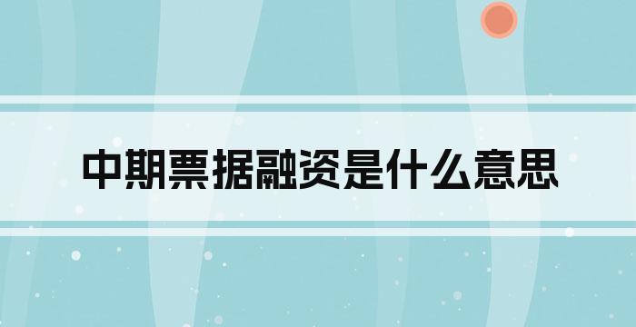 中期票据融资是什么意思