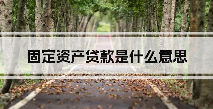 固定资产贷款是什么意思