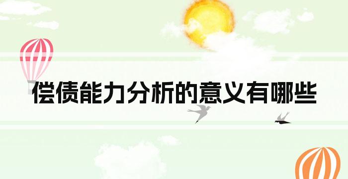 偿债能力分析的意义有哪些