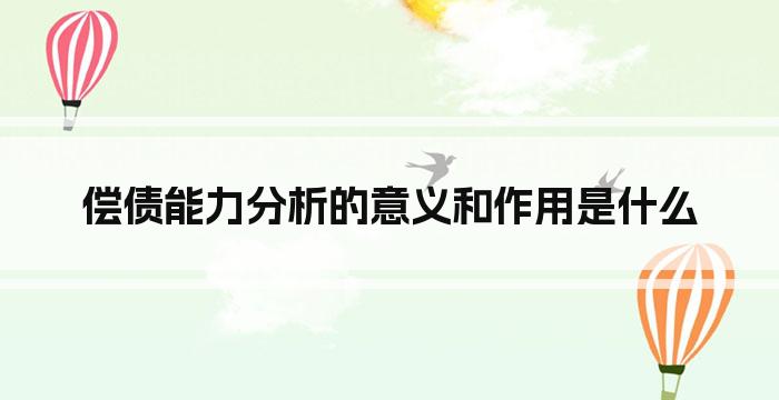 偿债能力分析的意义和作用是什么