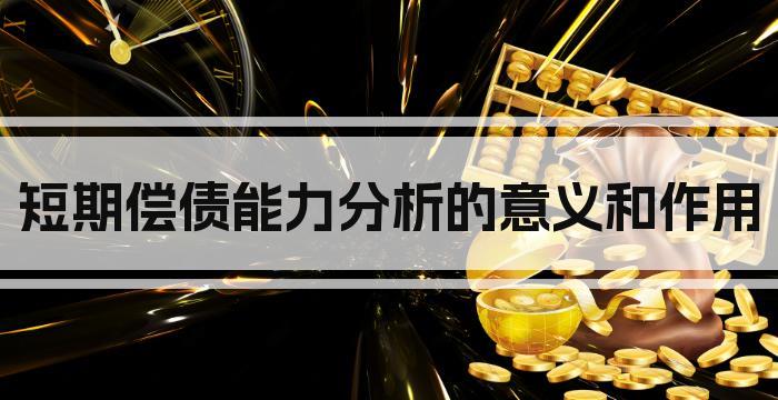 短期偿债能力分析的意义和作用