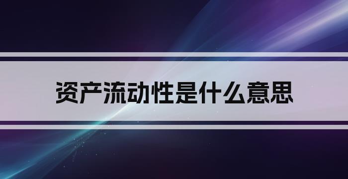 资产流动性是什么意思