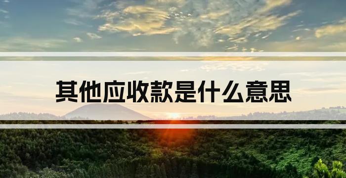 其他应收款是什么意思