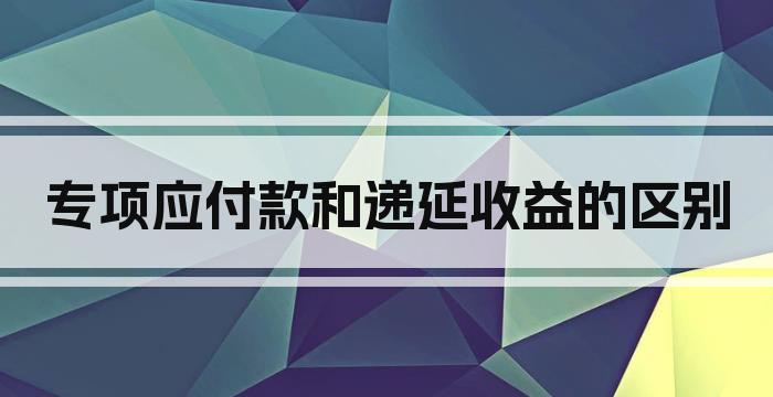 专项应付款和递延收益的区别