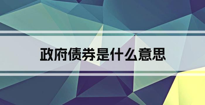 政府债券是什么意思