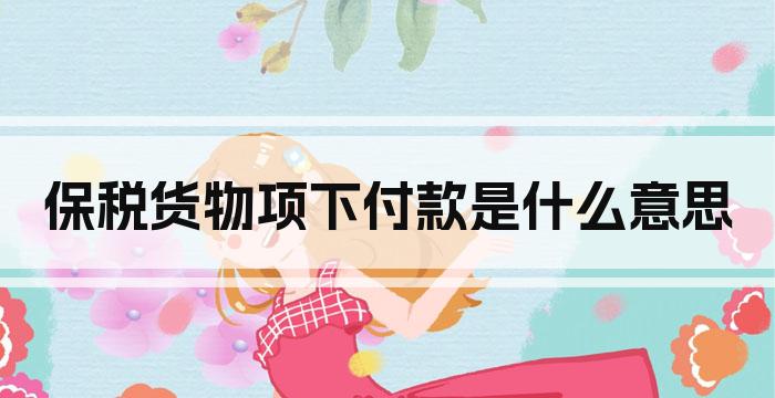 保税货物项下付款是什么意思