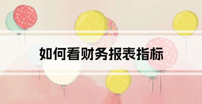 如何看财务报表指标