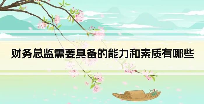 财务总监需要具备的能力和素质有哪些