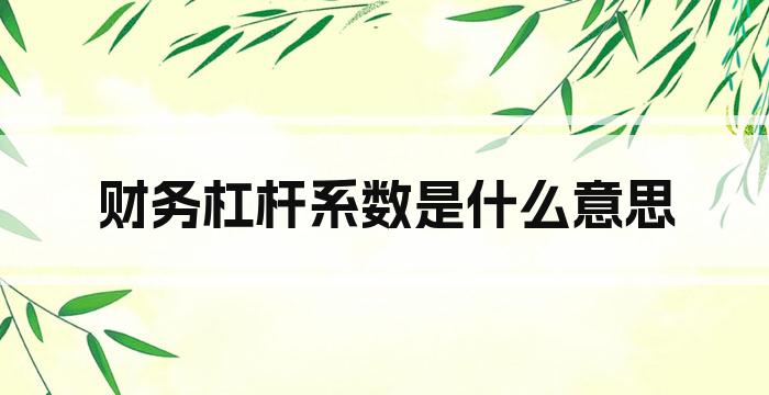 财务杠杆系数是什么意思