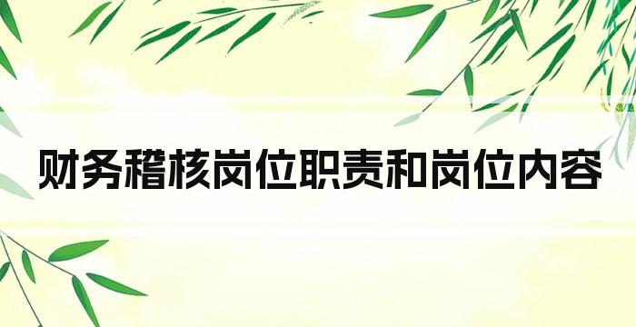 财务稽核岗位职责和岗位内容