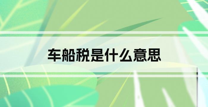 车船税是什么意思