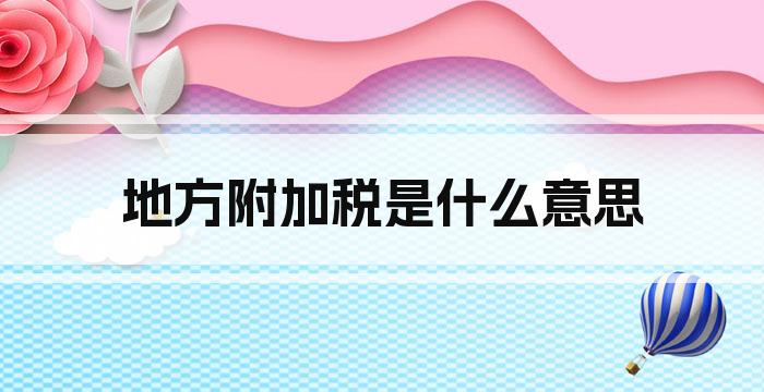地方附加税是什么意思