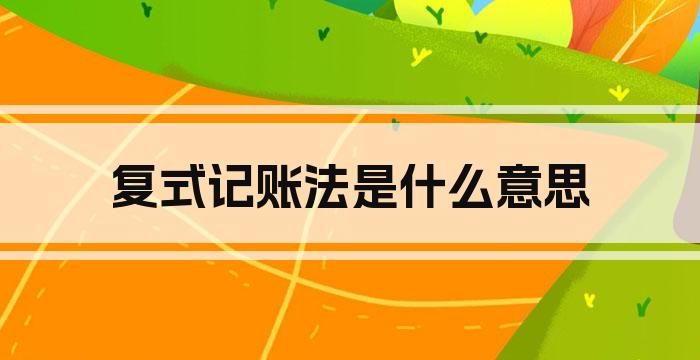 复式记账法是什么意思
