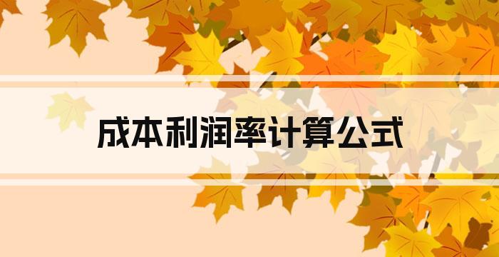 成本利润率计算公式