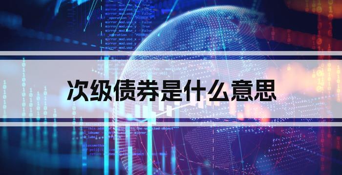 次级债券是什么意思
