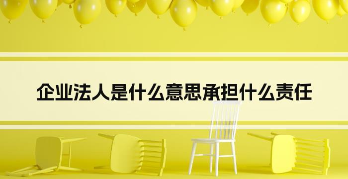 企业法人是什么意思承担什么责任