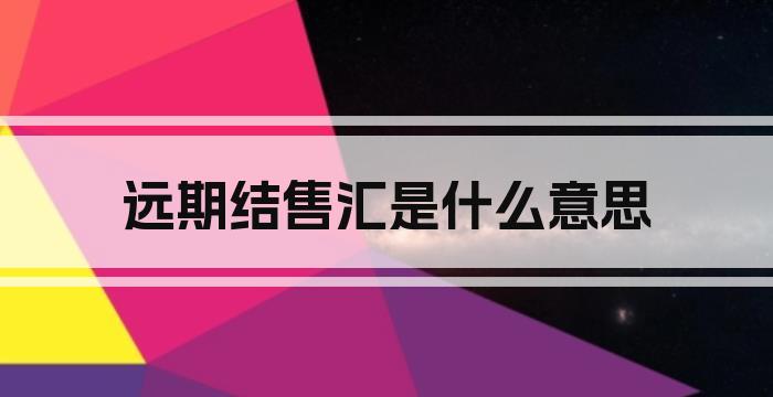 远期结售汇是什么意思