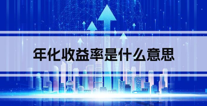 年化收益率是什么意思